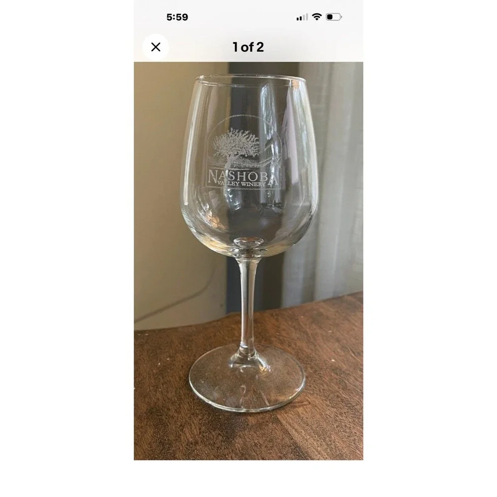 Set of 4 Nashoba Valley Etched Wine Glasses - Clear Glassware for Wine Tasting